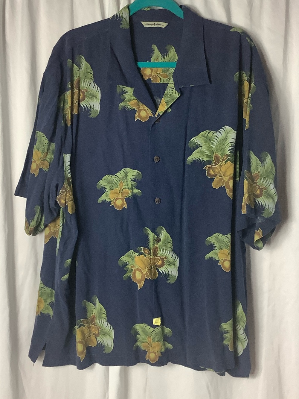 Tommy Bahama Navy Blue Floral Camp Shirt